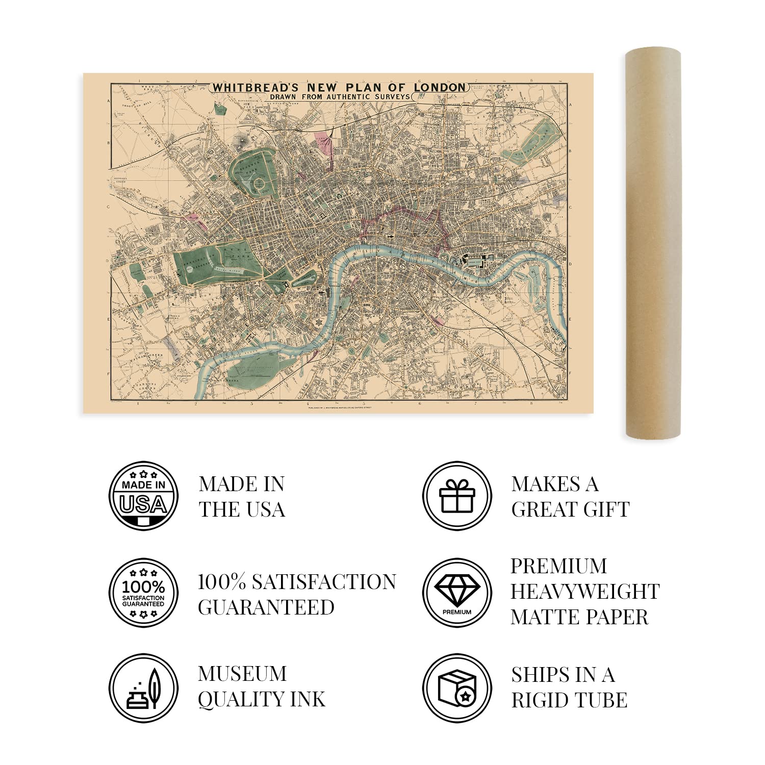 Amazon.co.jp: HISTORIX Vintage 1853年ロンドンイギリス地図 - 24x36